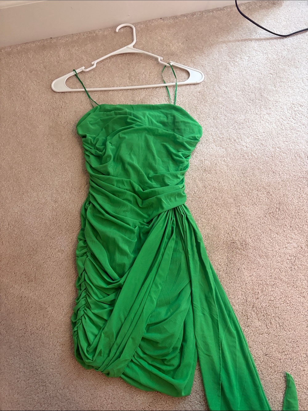 Amanda Uprichard Bright Green Strapless Ruched Dress
